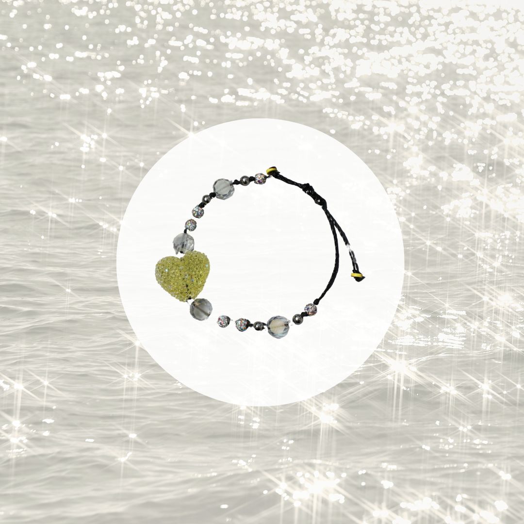 Yellow Jelly Heart Adjustable Bracelet