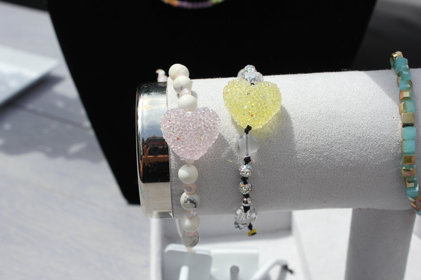 Yellow Jelly Heart Adjustable Bracelet